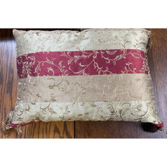 Shanghai Orient West Accent Pillow 16" x 21" Feather Bronze Burgundy Stylish - Picture 9 of 10